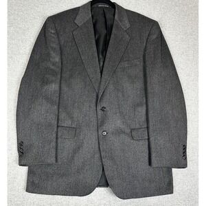 J.G. Hook Blazer Mens 44L Gray Herringbone Lambswool 2 Button Sport Coat Jacket